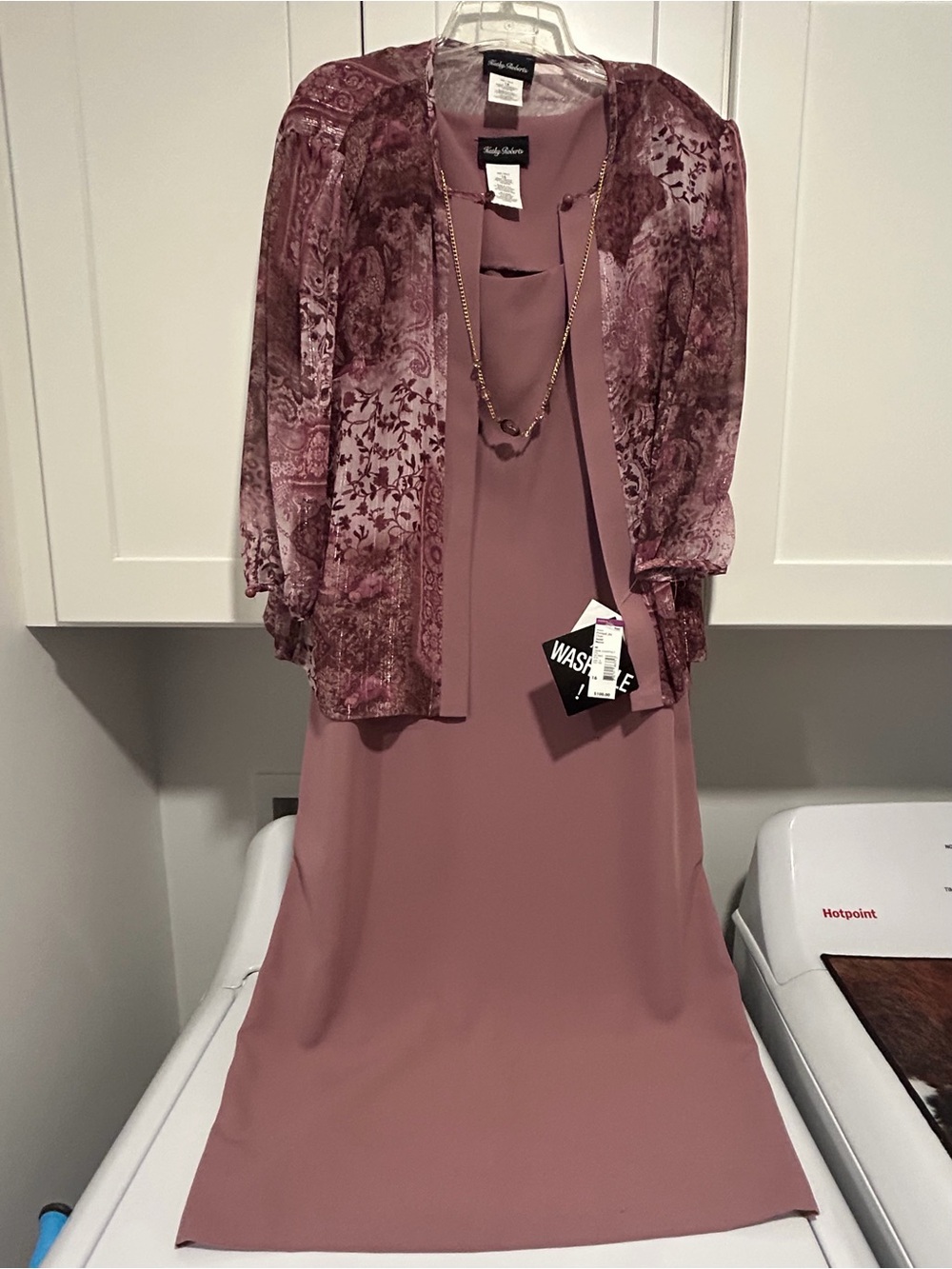Kathy Robert’s Pink Dusty Rose Layered Dress with Sheer Jacket
